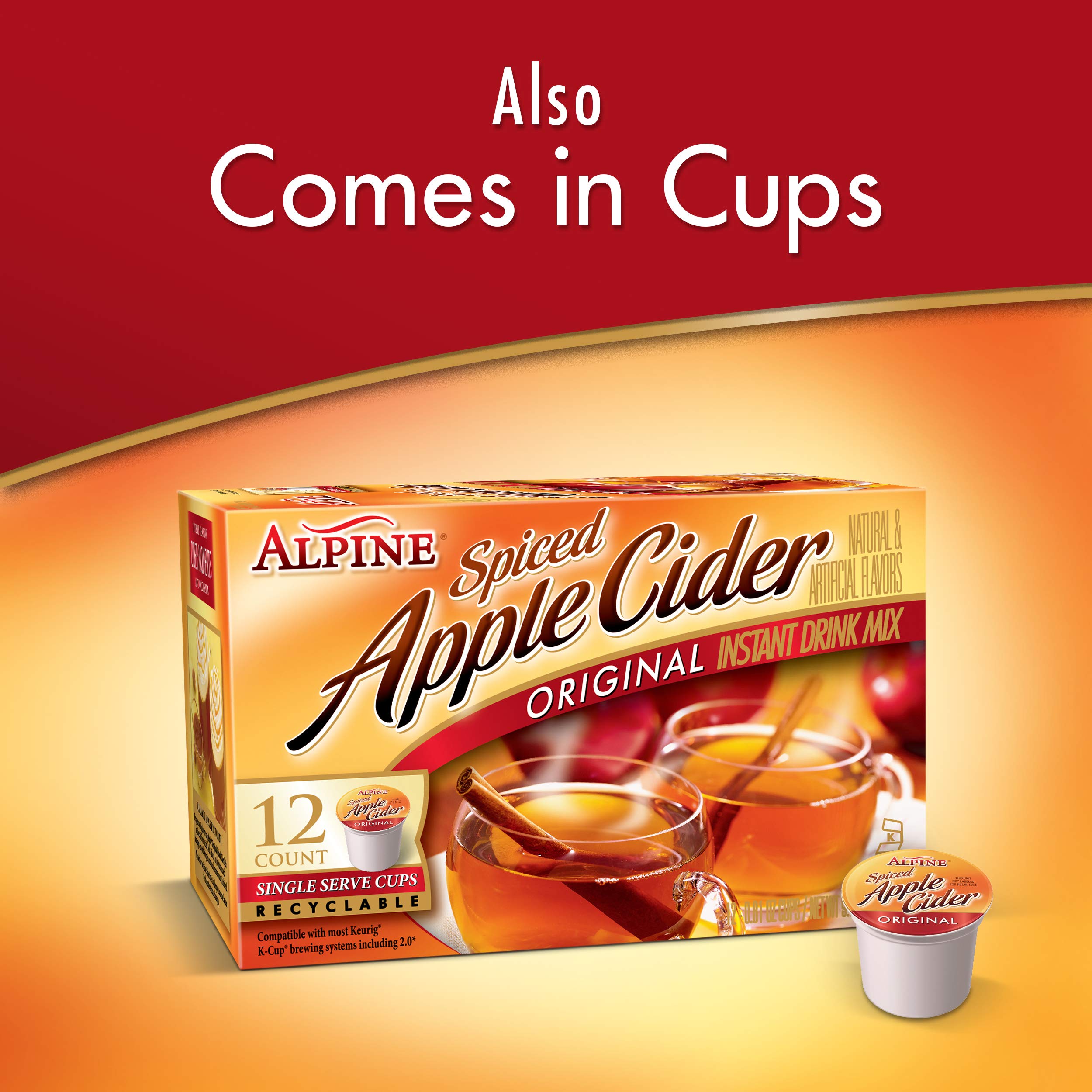 Alpine comparación tamaño sobre junto a taza para referencia de porción