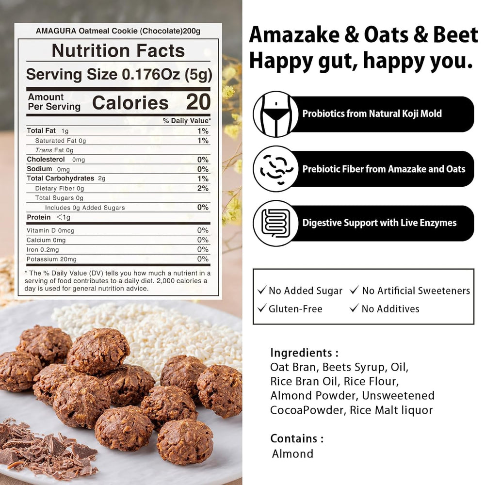 AMAGURA primer plano de textura de avena y trozos de chocolate para apreciar crujido