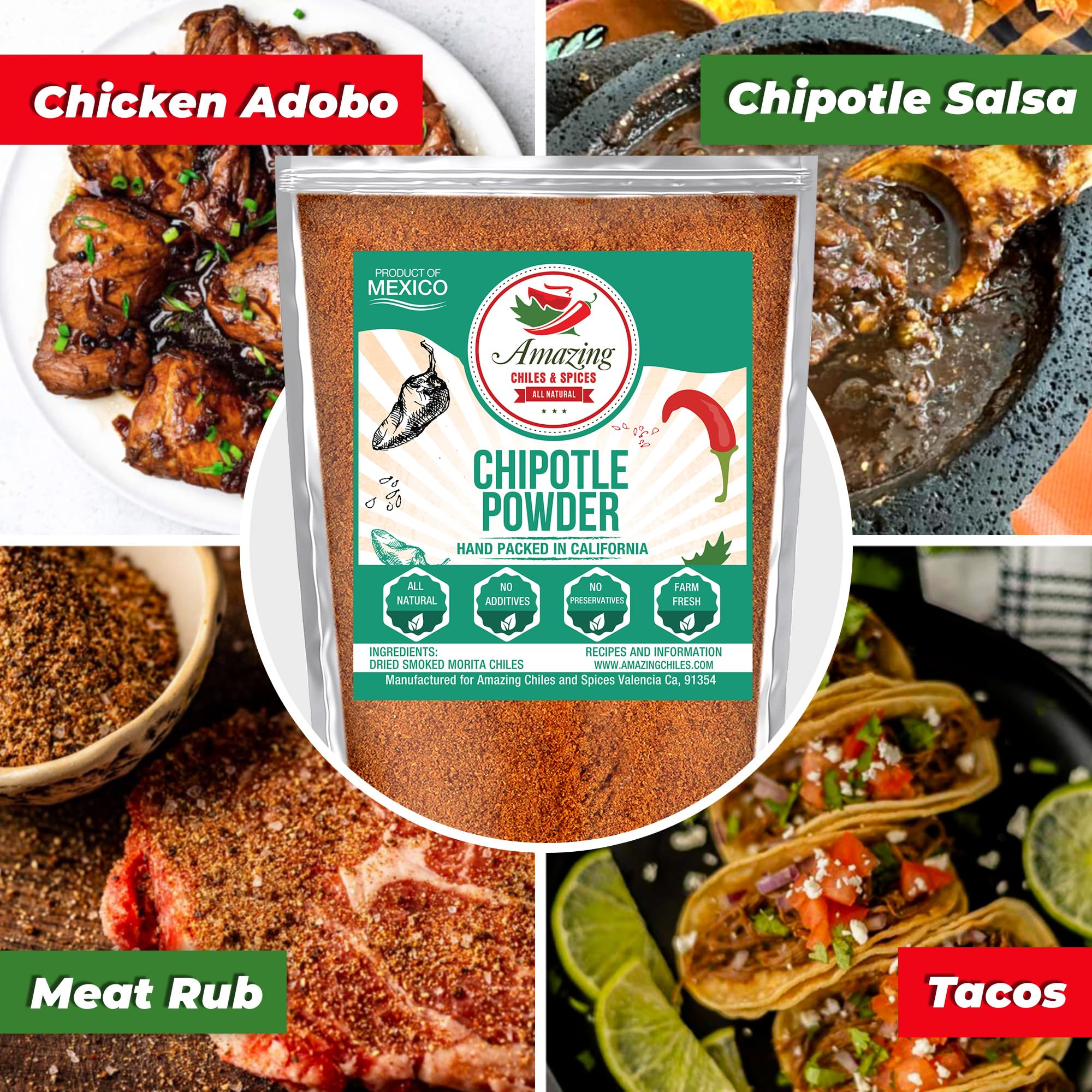 Amazing Chiles & Spices textura del polvo de chipotle, aroma concentrado