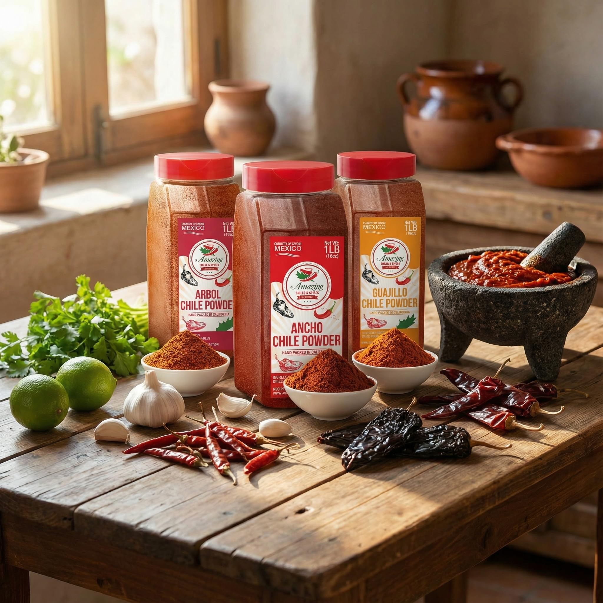 Amazing Chiles & Spices etiqueta y datos del producto mostrando información y confianza