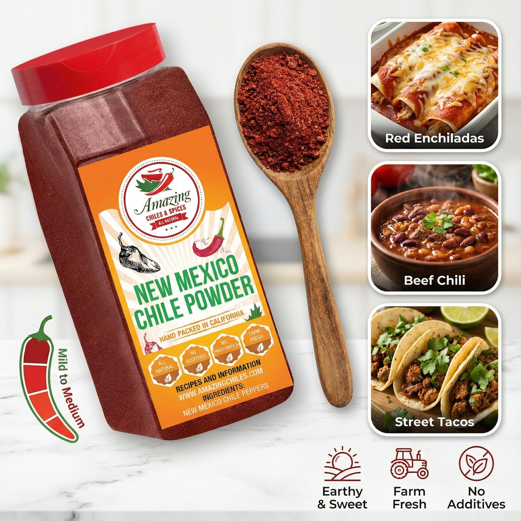 Amazing Chiles & Spices etiqueta del producto, información clara y confianza