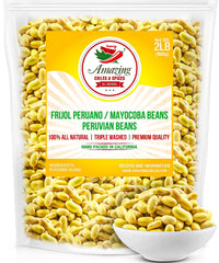 Amazing Chiles & Spices paquete frontal de frijoles canarios mayooba mostrando marca