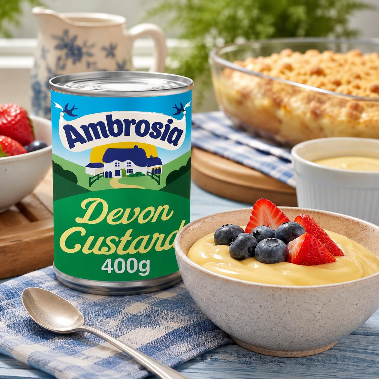 Ambrosia custard usado como relleno en una tarta casera sabrosa