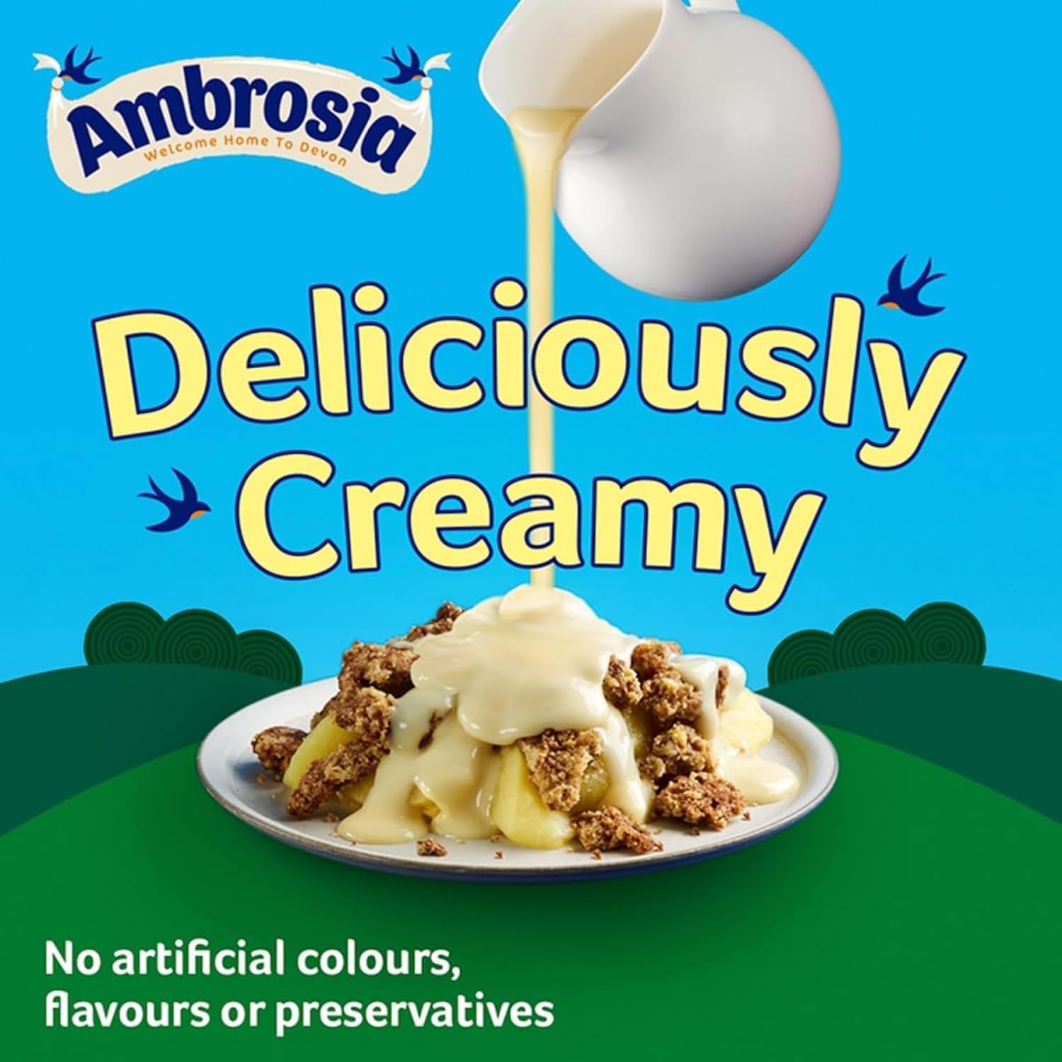 Ambrosia cuchara con custard mostrando textura cremosa y uniforme