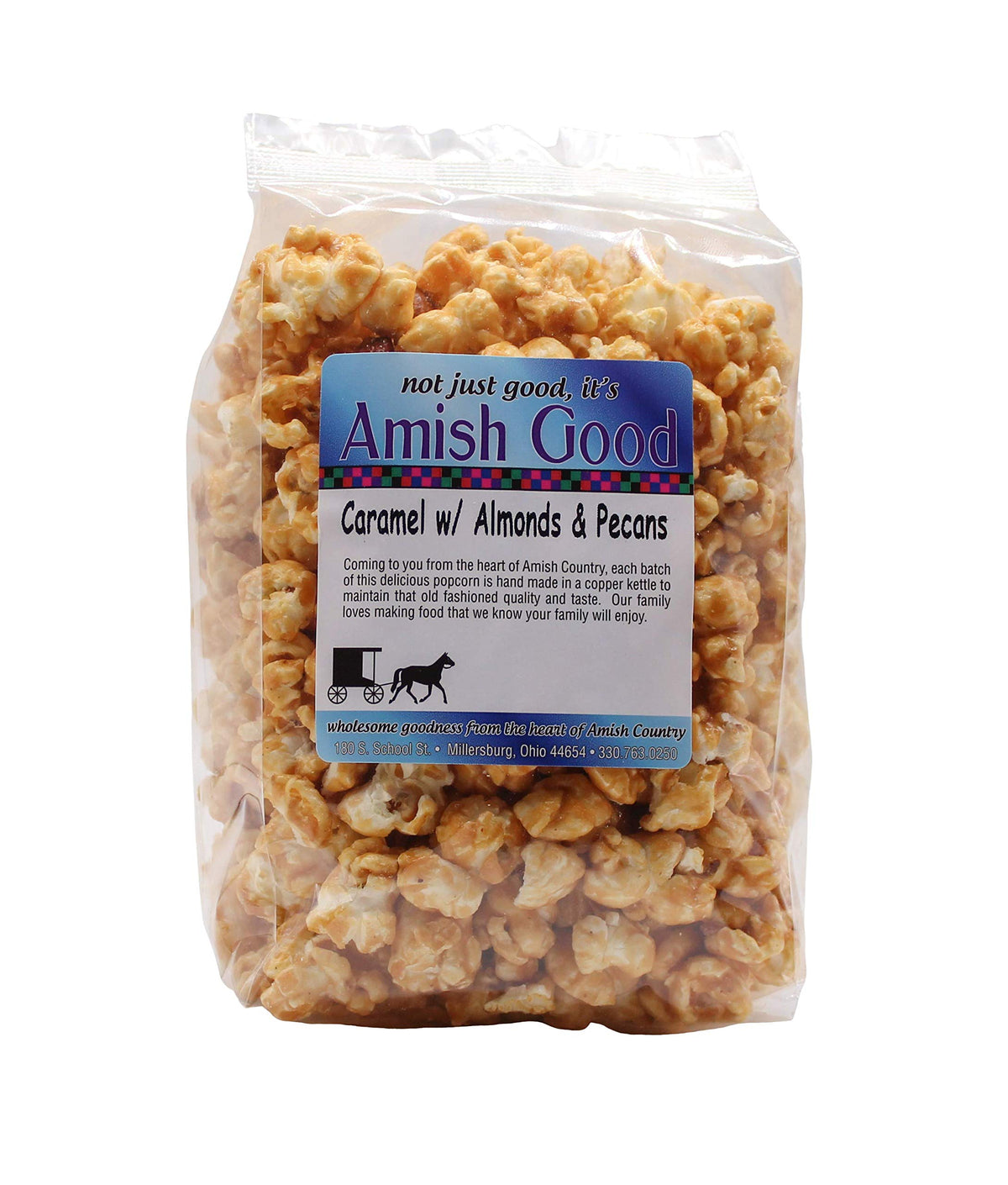 Amish Good vista frontal del paquete que destaca ingredientes naturales