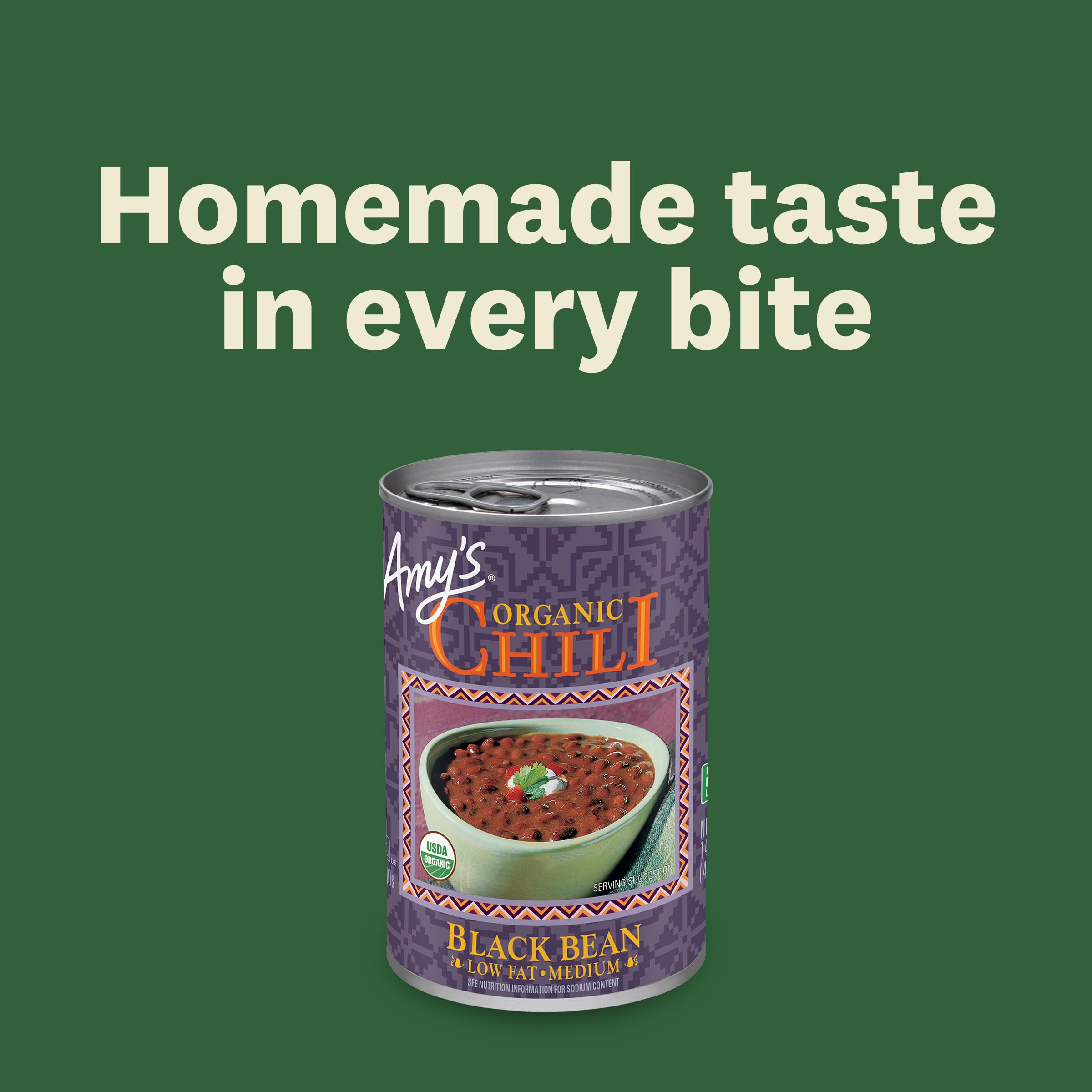 Amy's ingredientes orgánicos: frijoles negros, tomates y chiles, calidad