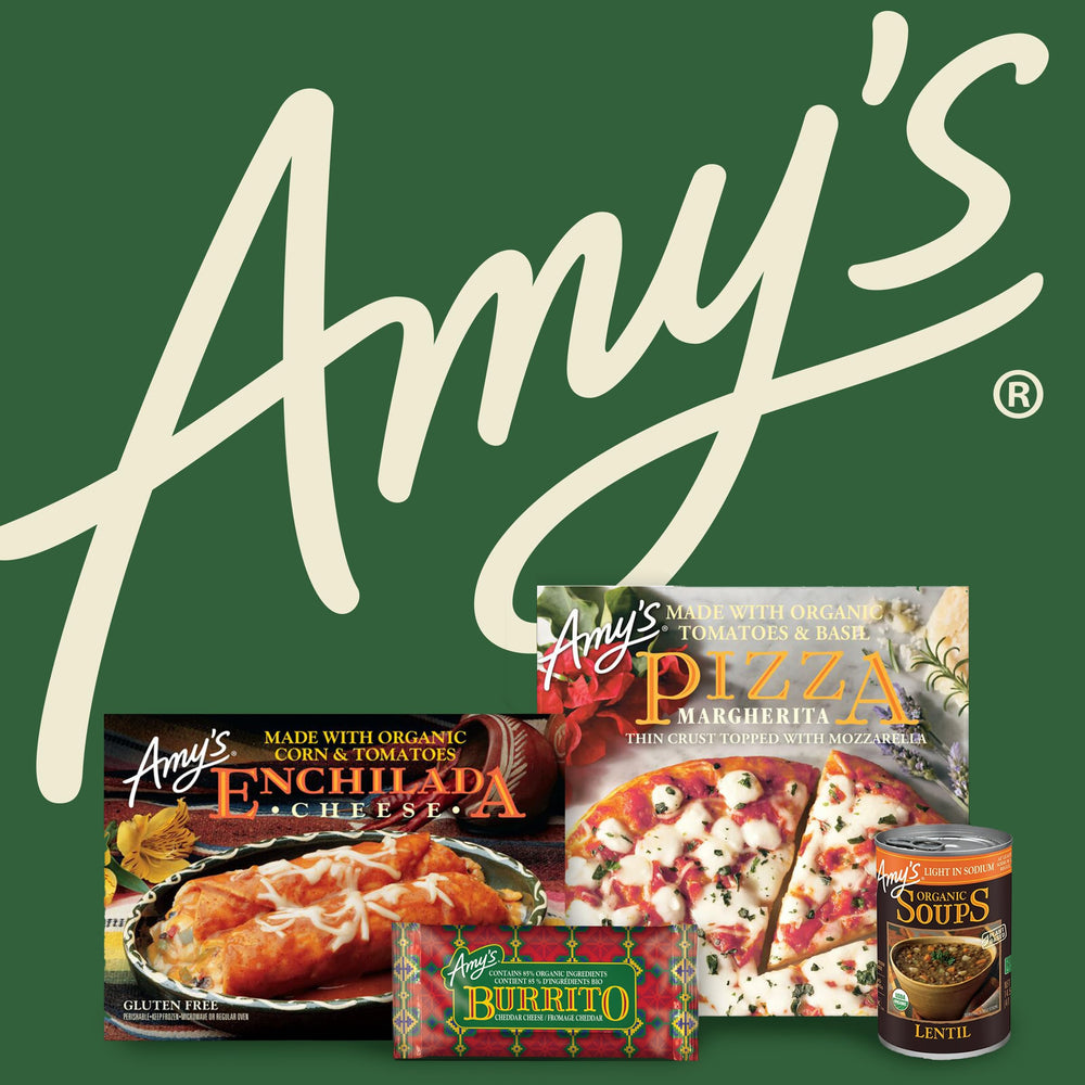 Amy's etiqueta nutricional demostrando proteína y fibra por porción