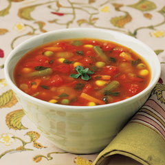 Amy's sopa servida en tazón lista para consumir, calor y comodidad