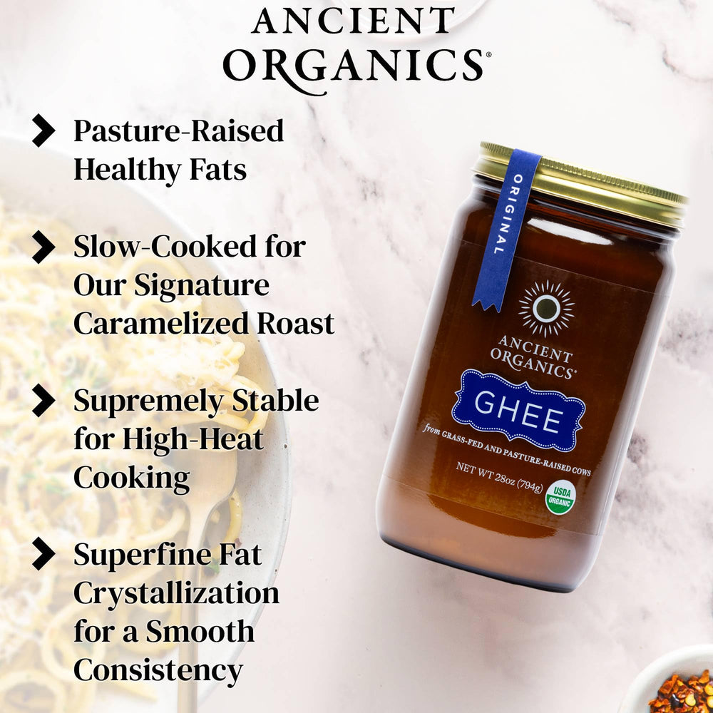 Ancient Organics envase 28 oz junto a objeto para comparar tamaño práctico