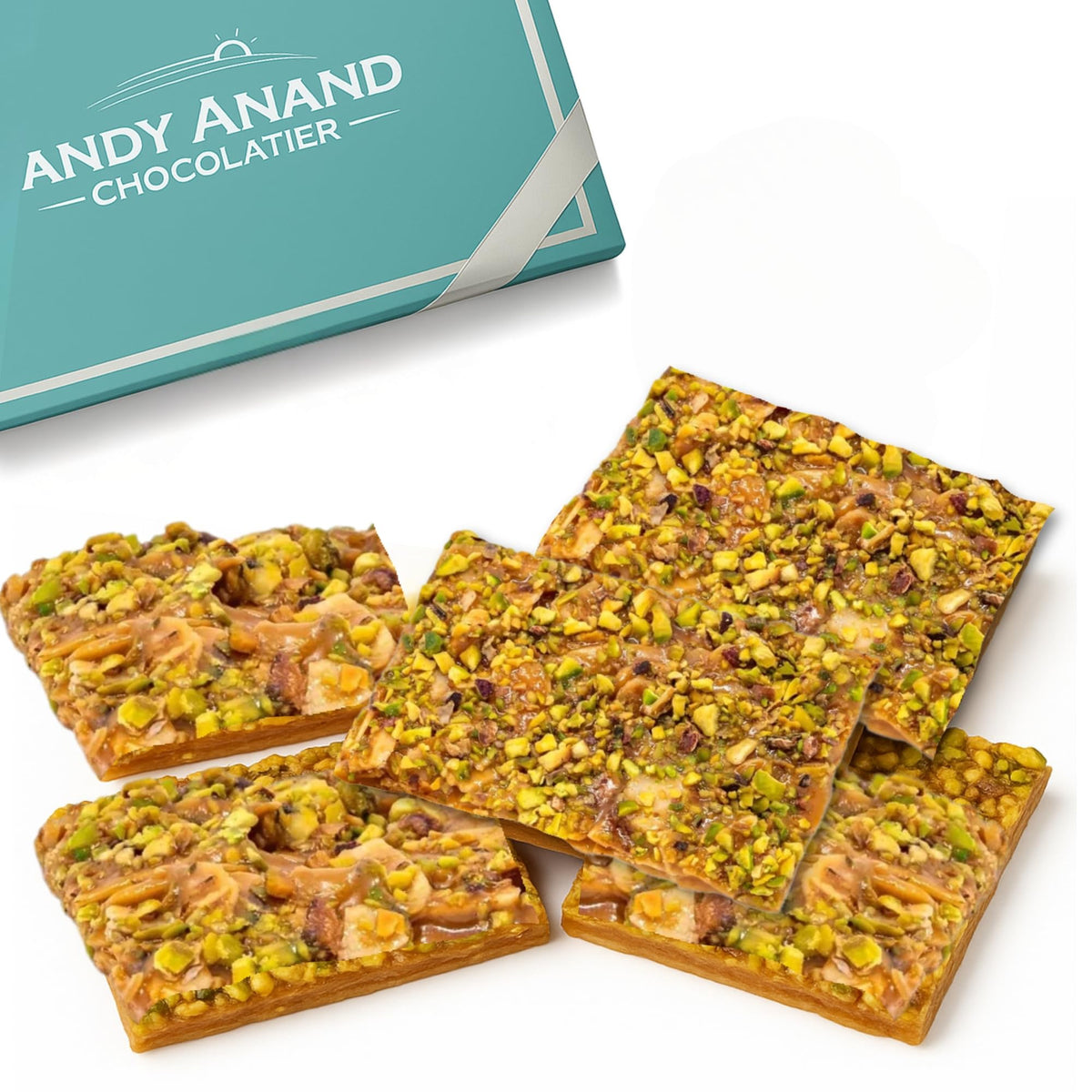 ANDY ANAND CHOCOLATIER caja frontal elegante lista para regalo y presentación