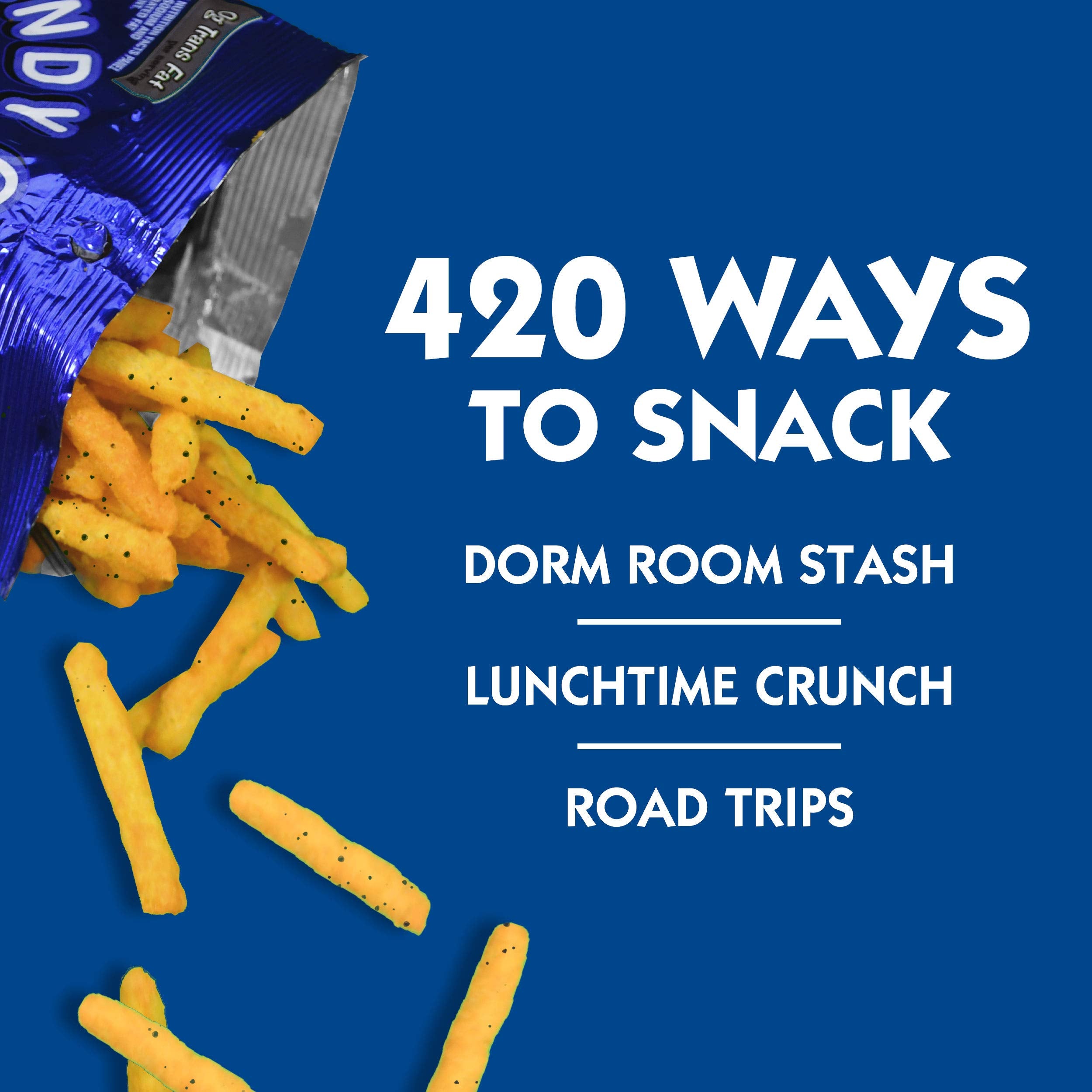 Andy Capp's pack de 12 bolsas apiladas para almacenamiento y abastecimiento