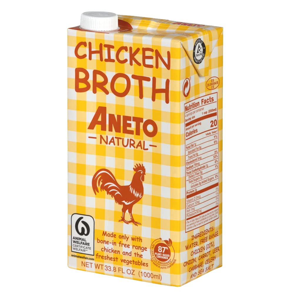 Aneto caldo de pollo frontal packaging mostrando el brick y su aspecto atractivo