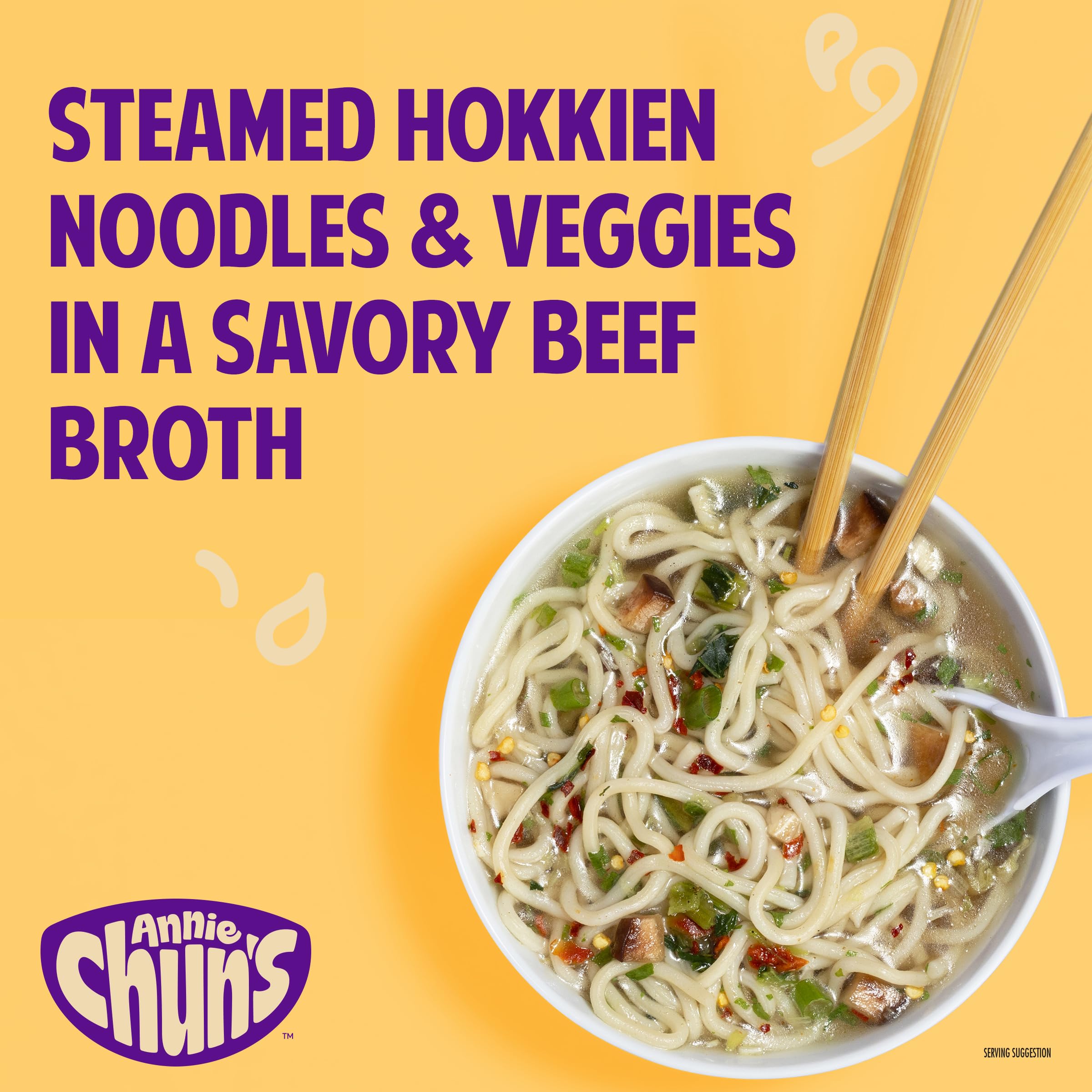 Annie Chun's enfoque en fideos Hokkien mostrando textura firme y apetecible