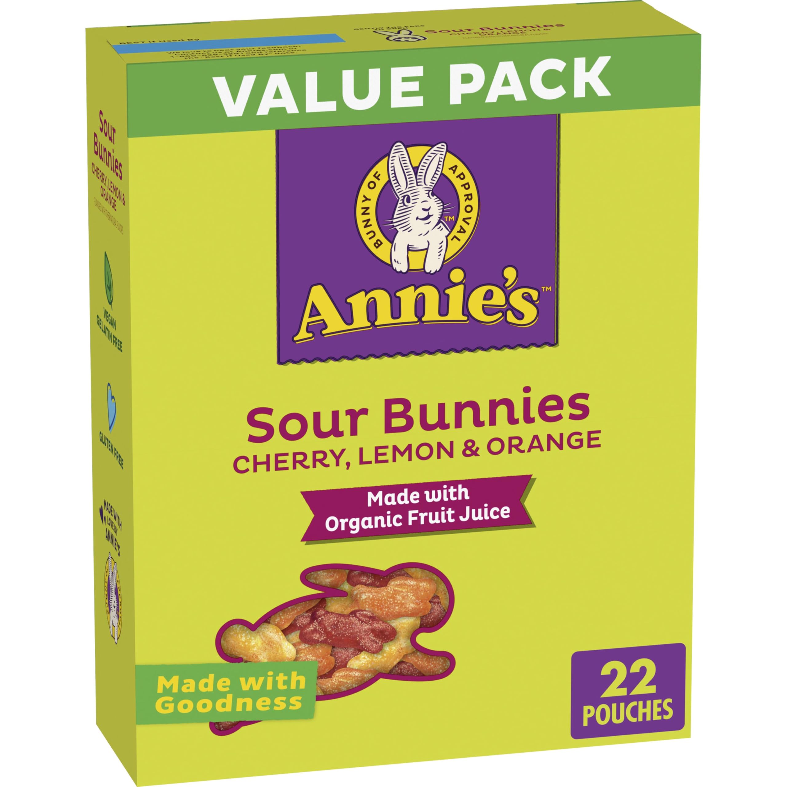 Annie's empaque frontal mostrando sabores y diseño, fácil de identificar