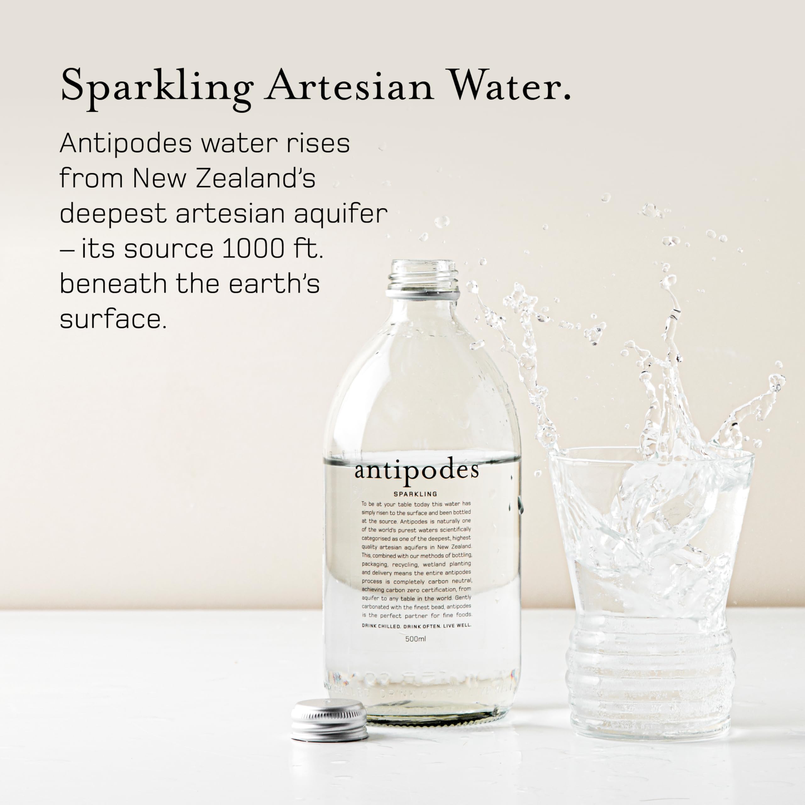 ANTIPODES cierre y cuello de la botella mostrando calidad del empaque