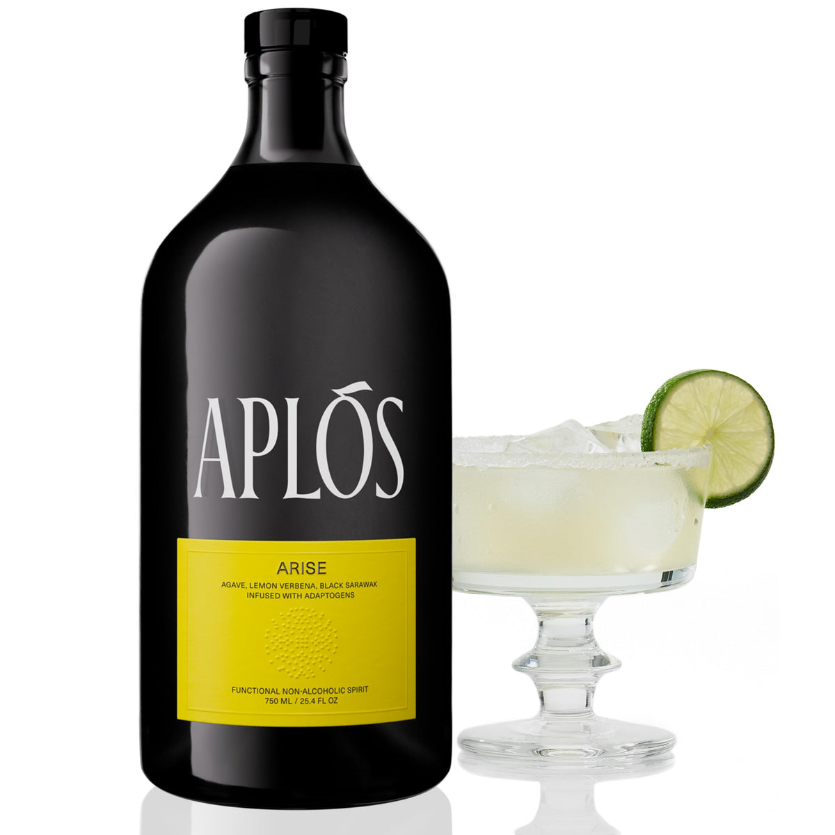 Aplós ARISE botella frontal mostrando diseño y presencia para servir