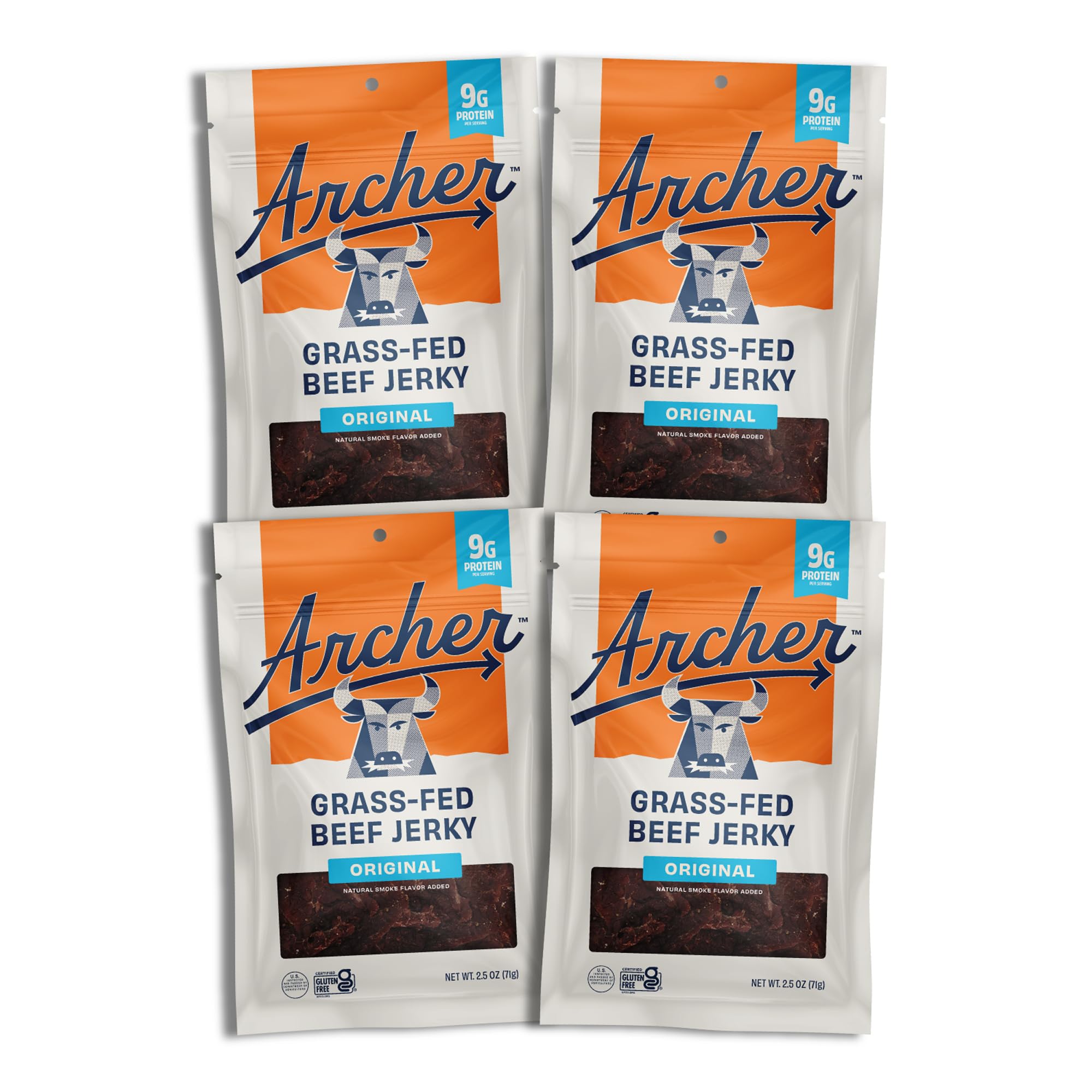 Archer Jerky empaque frontal mostrando el nombre y beneficio de proteína