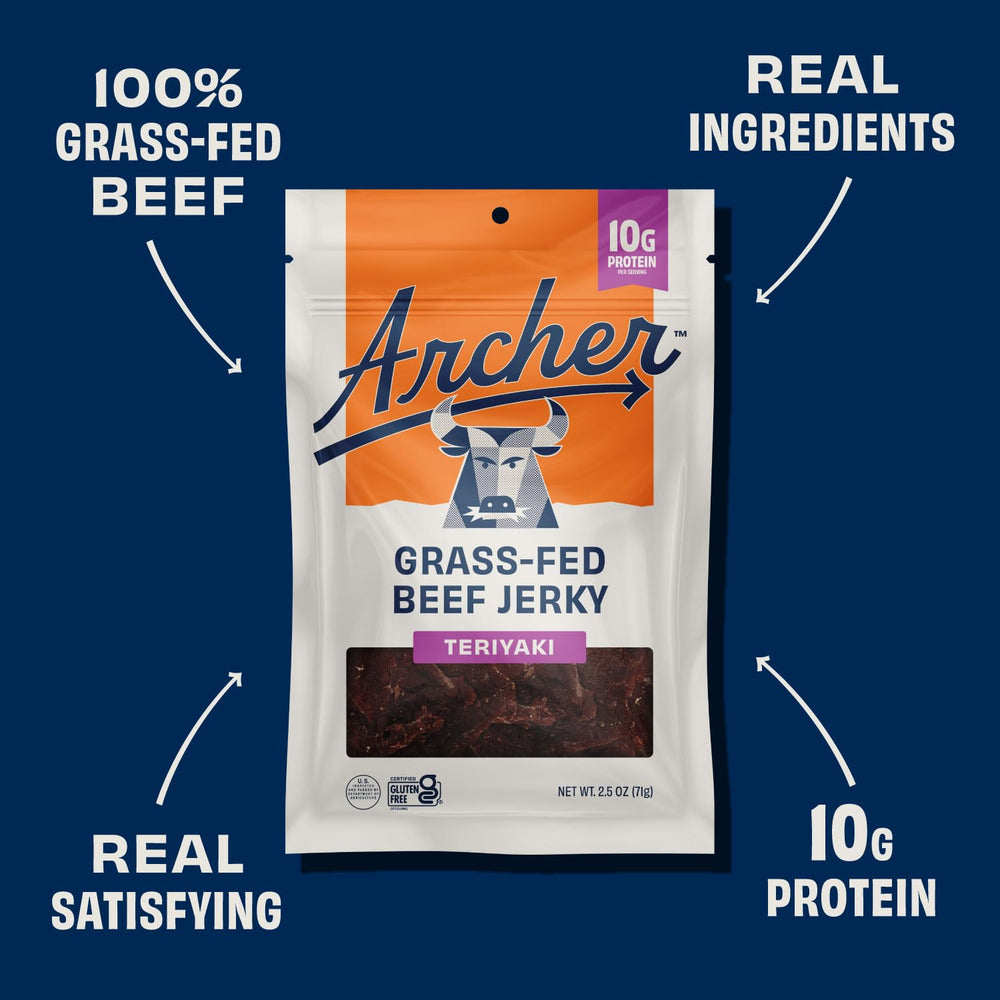 Archer Jerky paquete dentro de mochila, snack portable para viajes