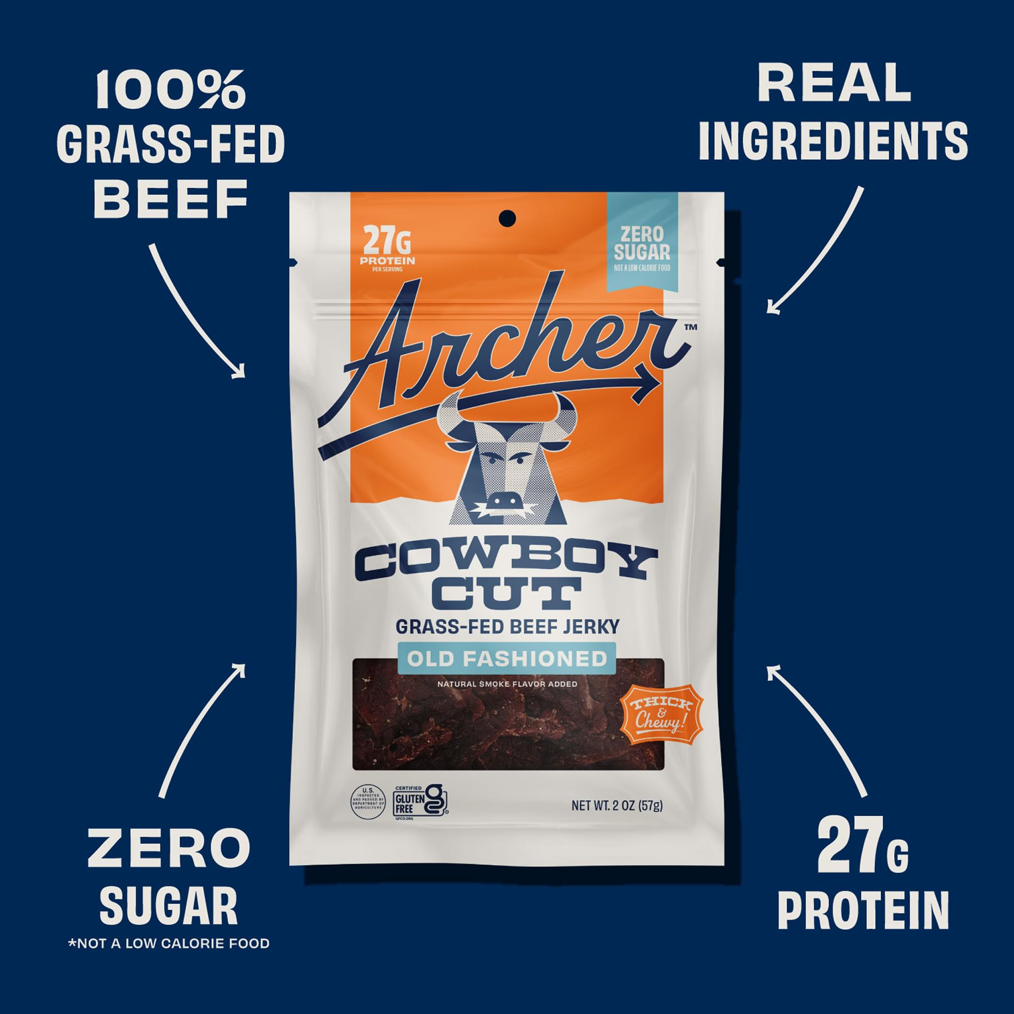 Archer jerky presentado en tabla como snack proteico para compartir