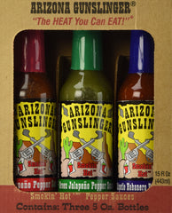 Arizona Gunslinger pack frontal con tres botellas visible y atractivo regalo