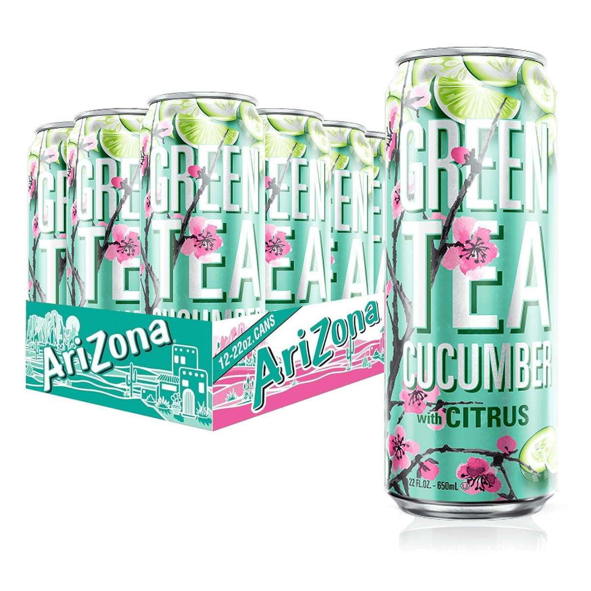 AriZona lata frontal 22 oz mostrando diseño y conveniencia para compartir