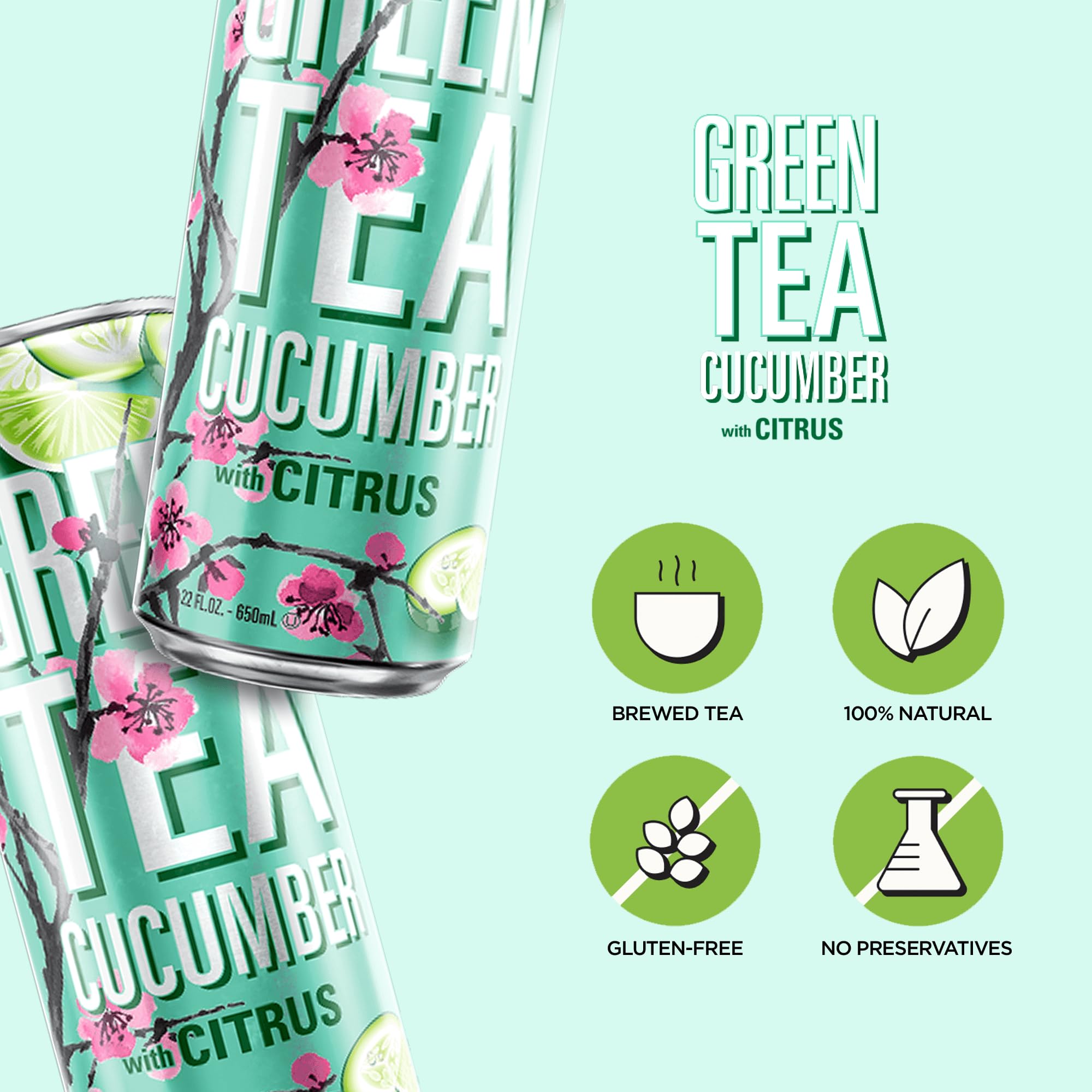 AriZona textura del té verde con pepino destacando su frescura