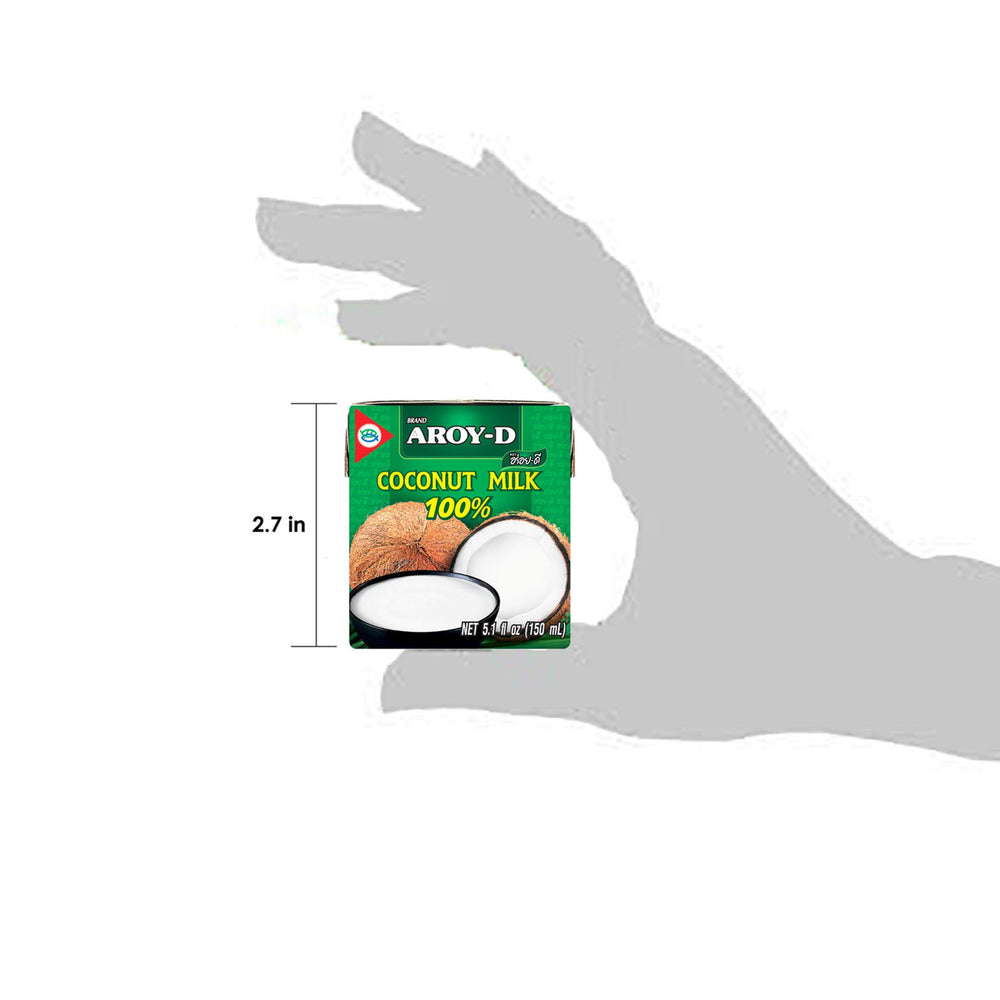 Aroy-D vertiendo leche de coco, textura cremosa para cocinar y bebidas