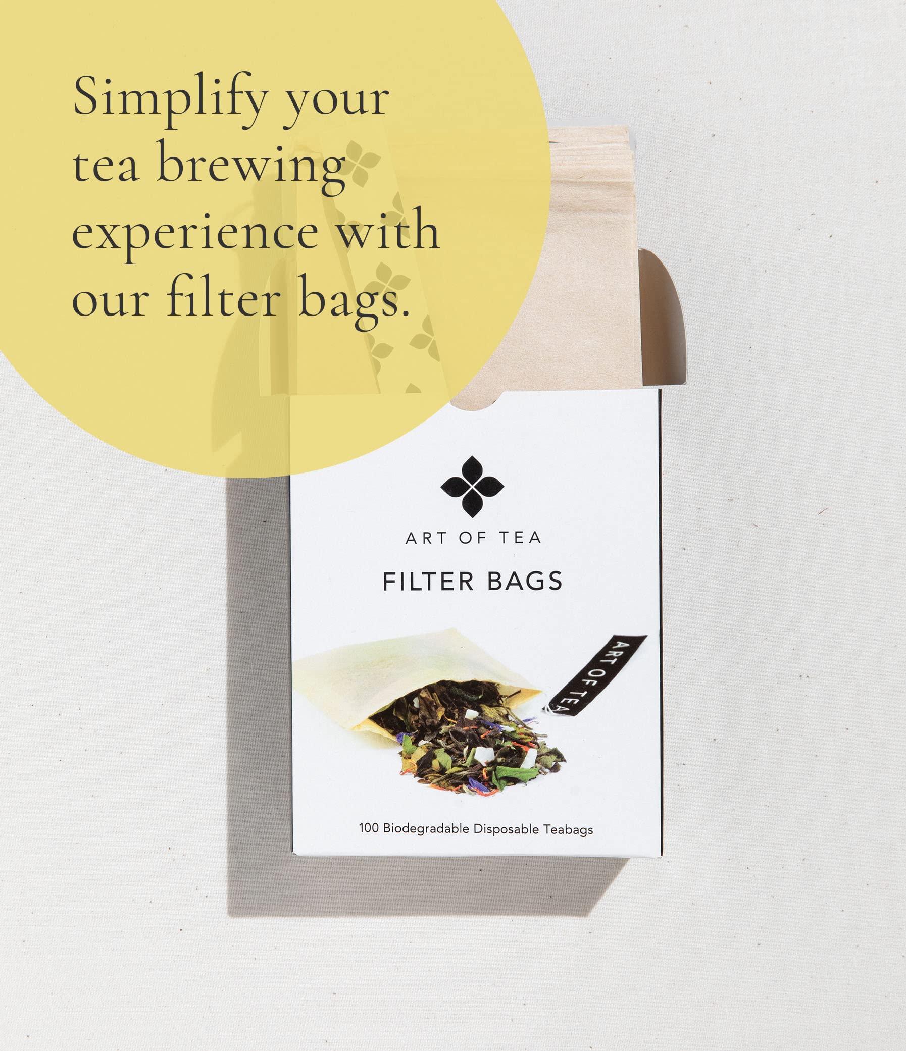 Art of Tea etiqueta trasera con información de ingredientes, claridad y confianza