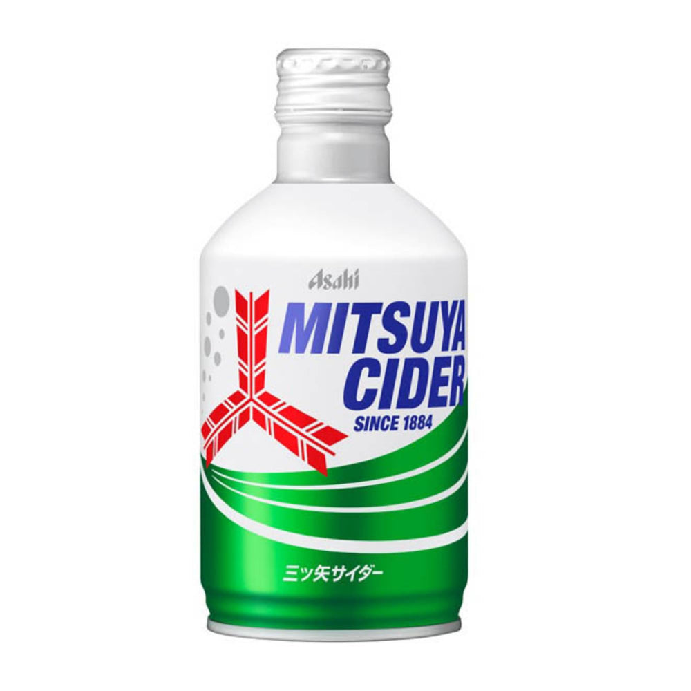 Asahi Mitsuya Cider lata frente, refresco burbujeante listo para servir