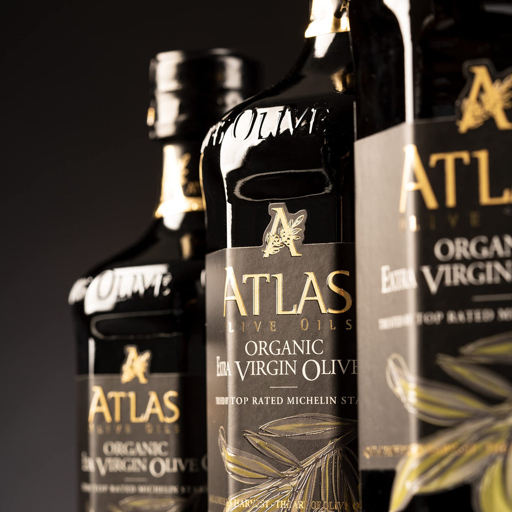 A ATLAS OLIVE OILS tapón y cierre explicando conservación y sellado seguro