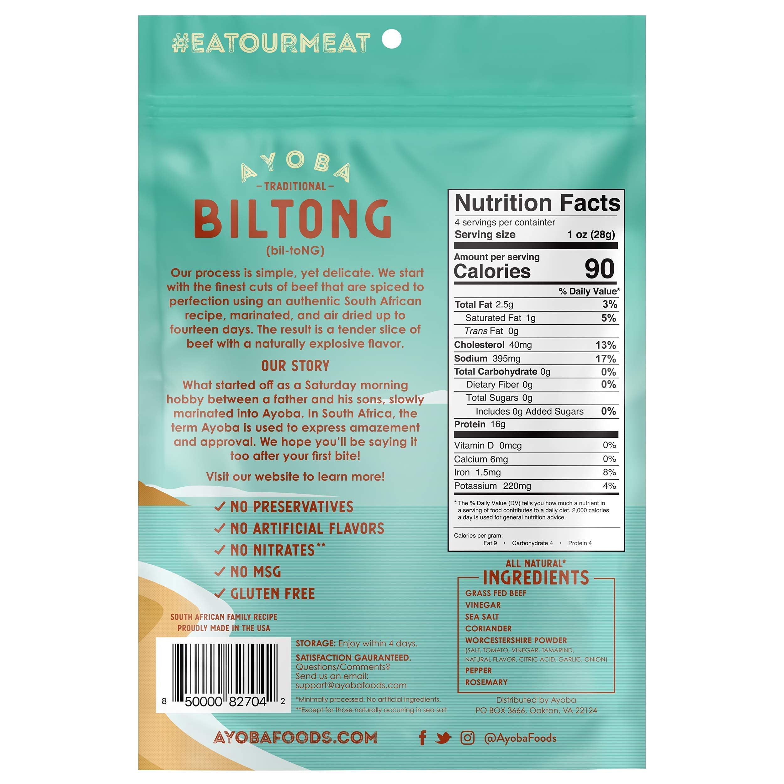 Ayoba biltong en mano mostrando escala y portabilidad para viajes