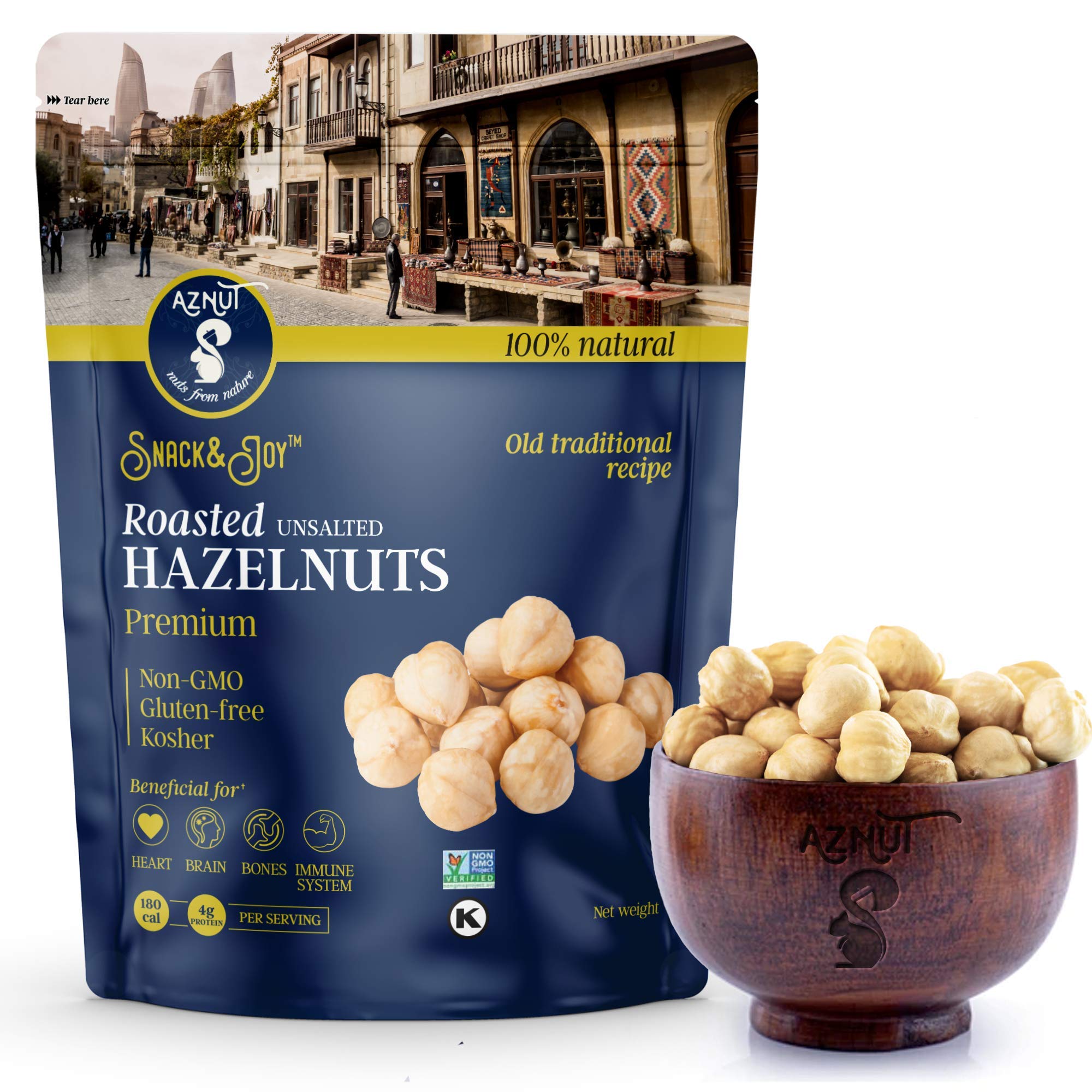 AZNUT bolsa frontal 3 lb mostrando producto y sello sin sal
