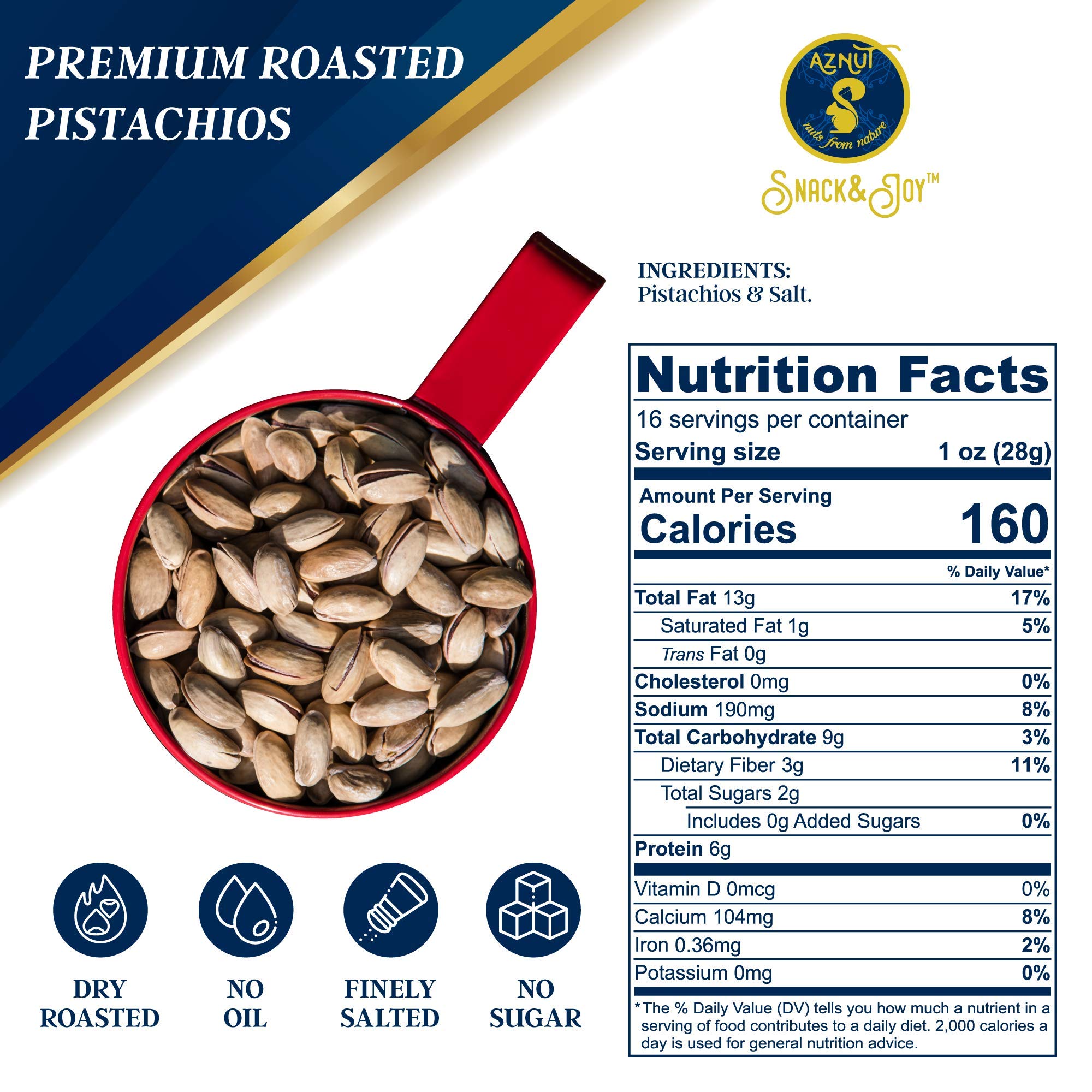 AZNUT pistachos en un cuenco listos para consumir beneficio snack gourmet