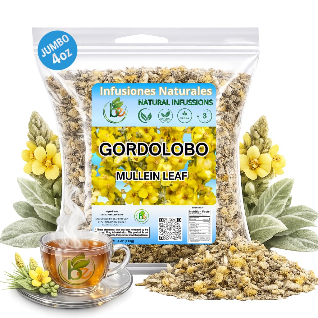 B-Experts envase frontal de Gordolobo Herbal Tea que muestra pureza y etiqueta
