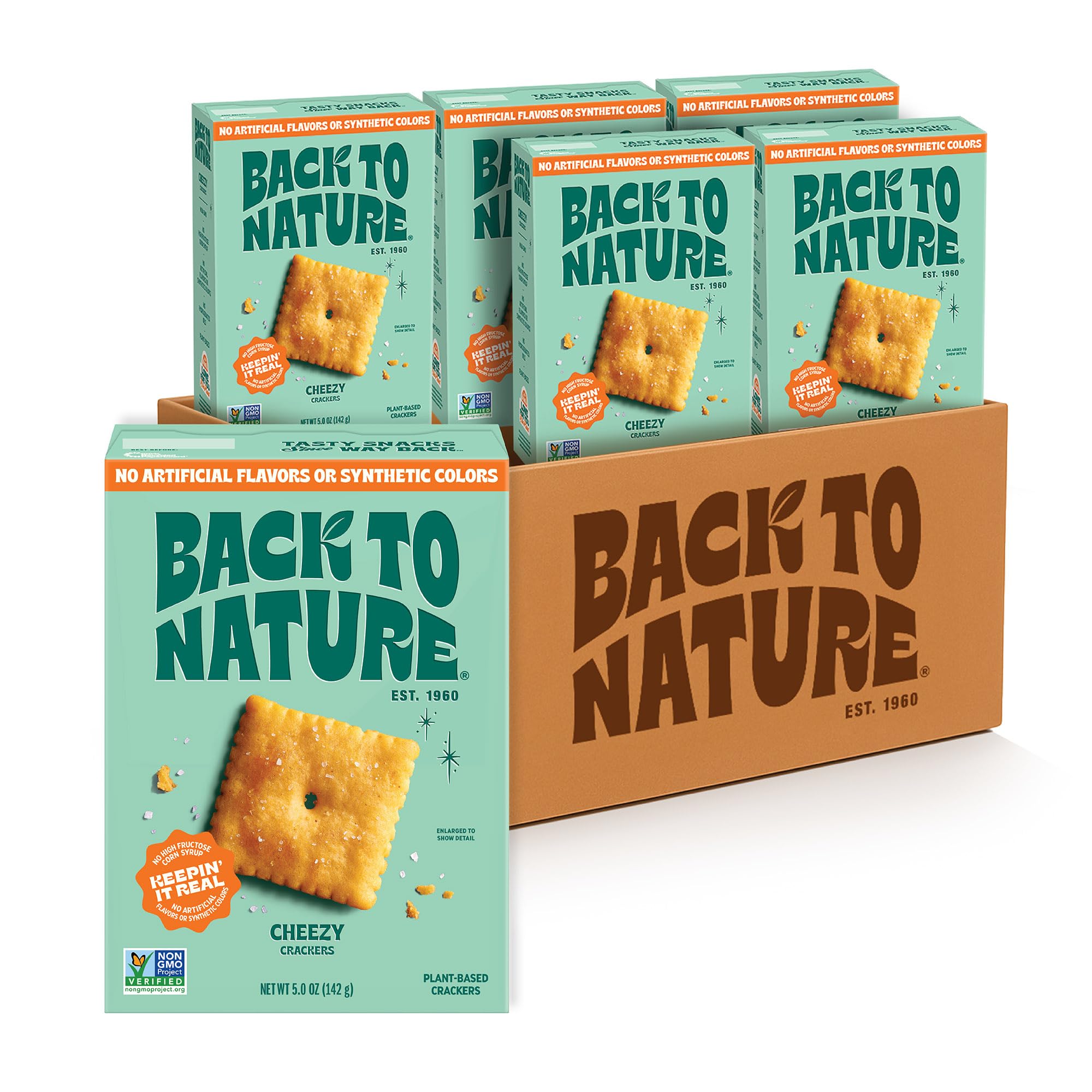 Back to Nature empaque frontal mostrando 6 paquetes y beneficios naturales