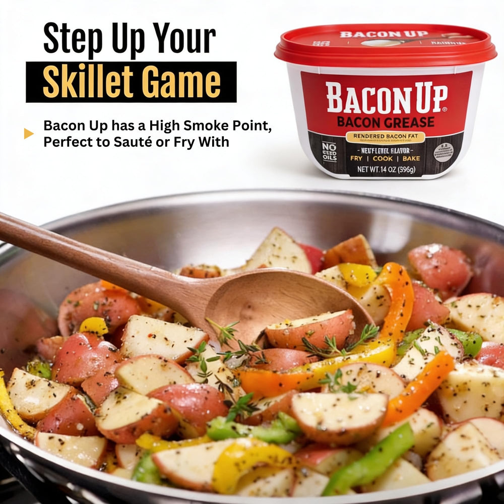 Bacon Up en sartén dorando filete con aroma y crujiente