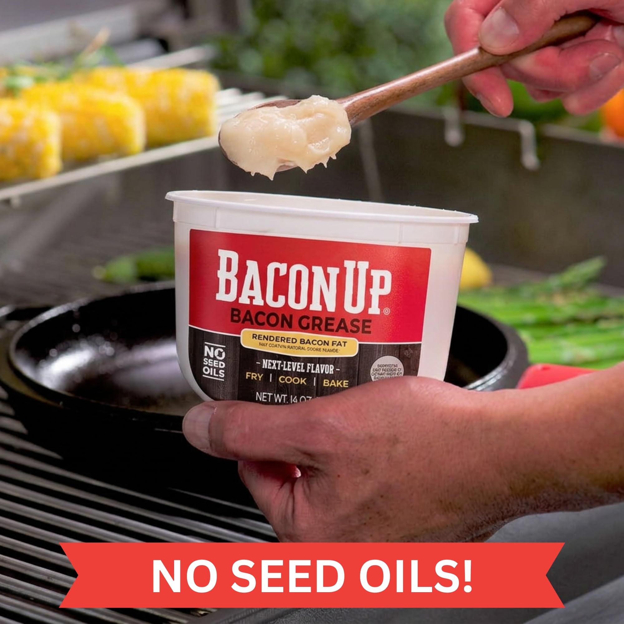 Bacon Up acondicionando plancha de hierro fundido para cocinar mejor