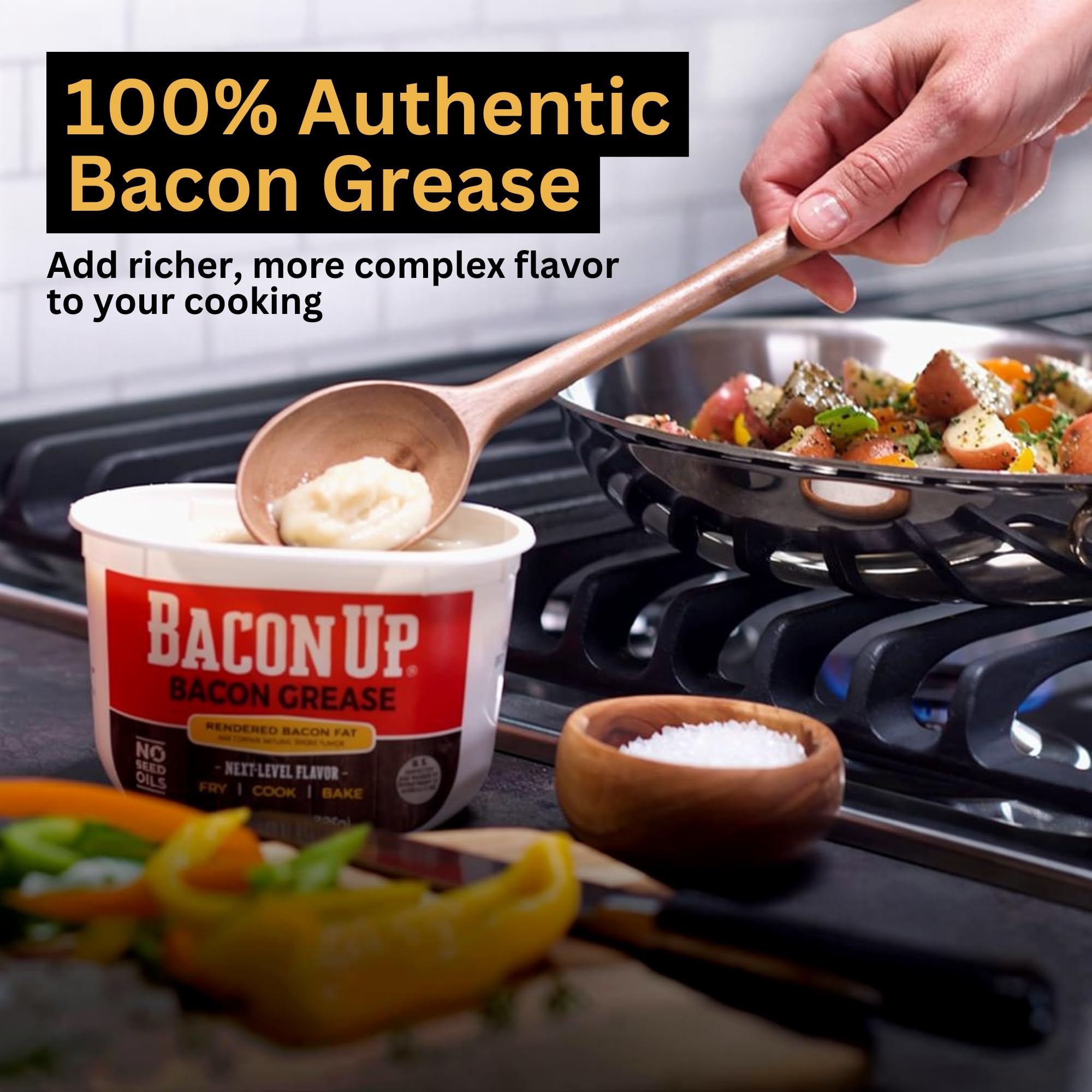 Bacon Up textura cremosa en primer plano para untar y cocinar