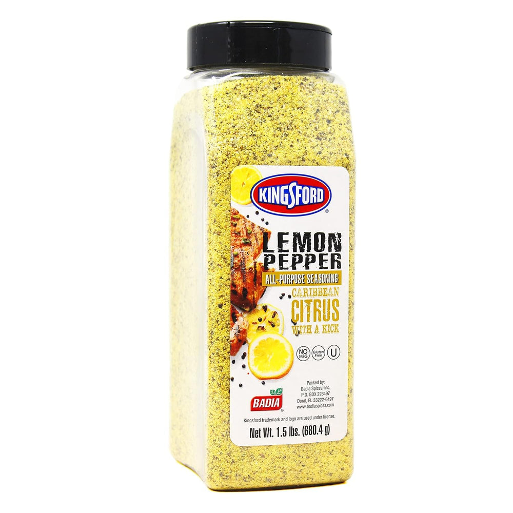 Badia Kingsford frasco frente mostrando etiqueta clara y cantidad 1.5 lb, ideal para cocinar