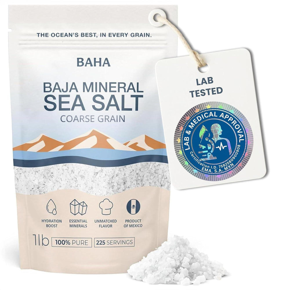 Baha Sea Salt bolsa frontal mostrando empaque resellable y pureza