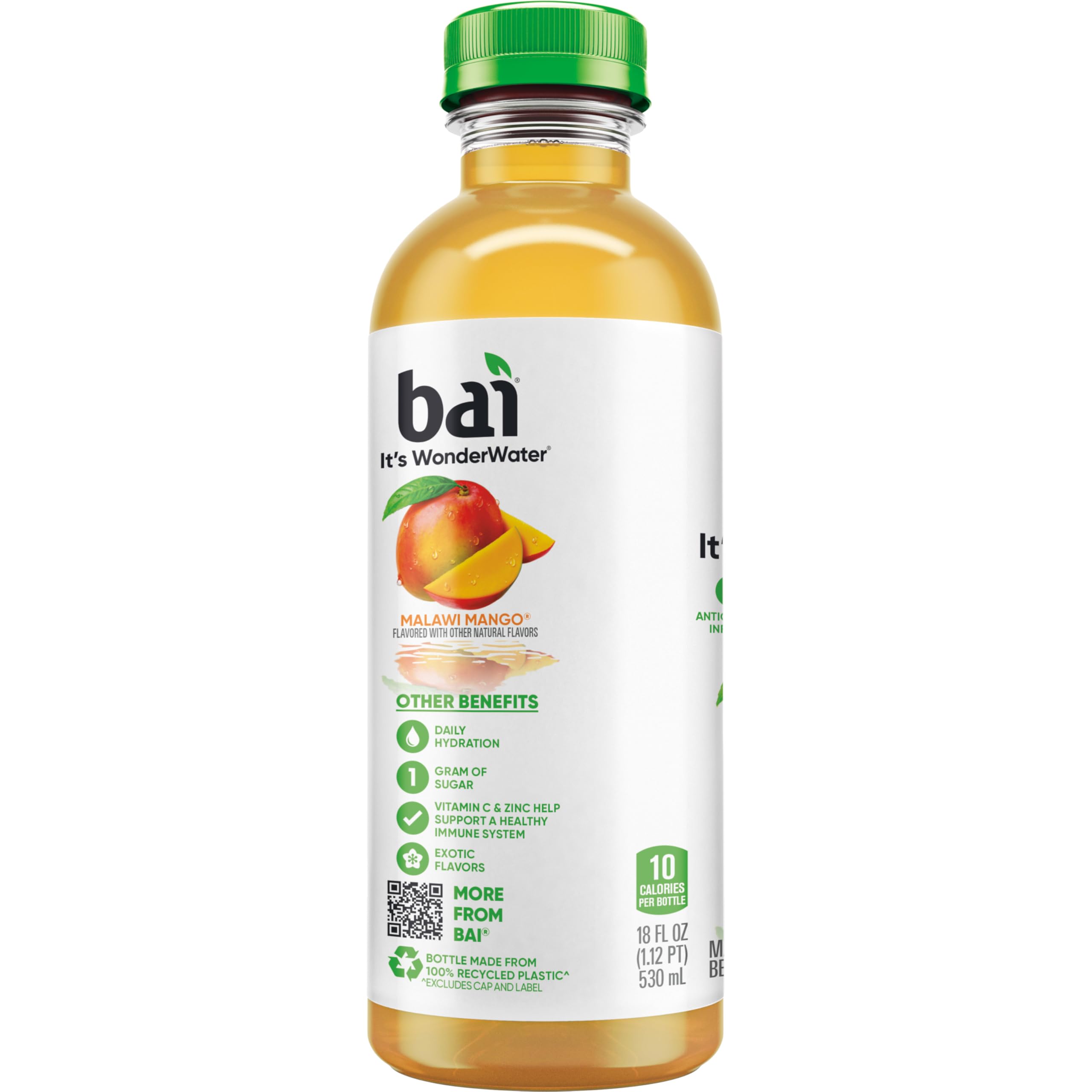 Bai etiqueta nutricional enfocada que destaca 1 g de azúcar