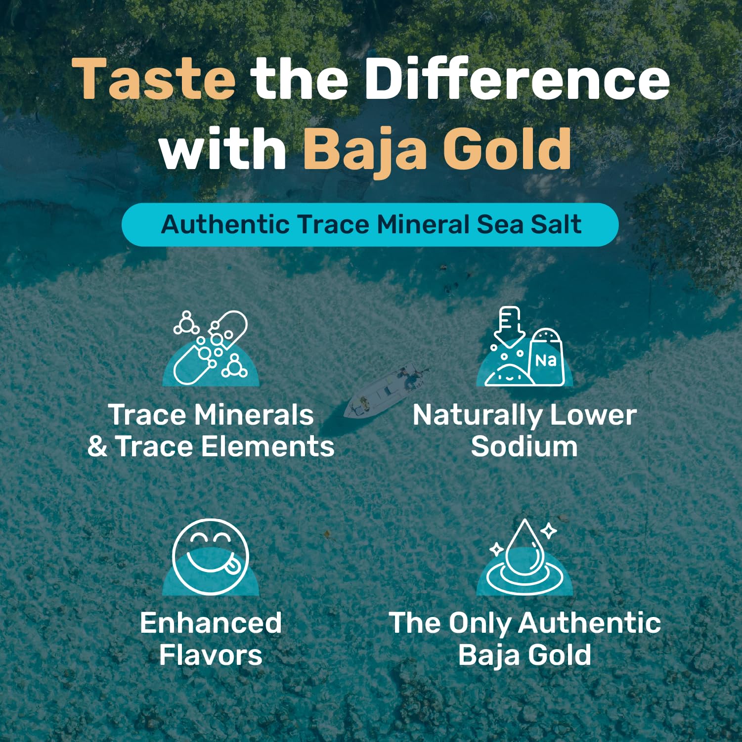 Baja Gold sal en cuchara de madera, textura visible y uso práctico