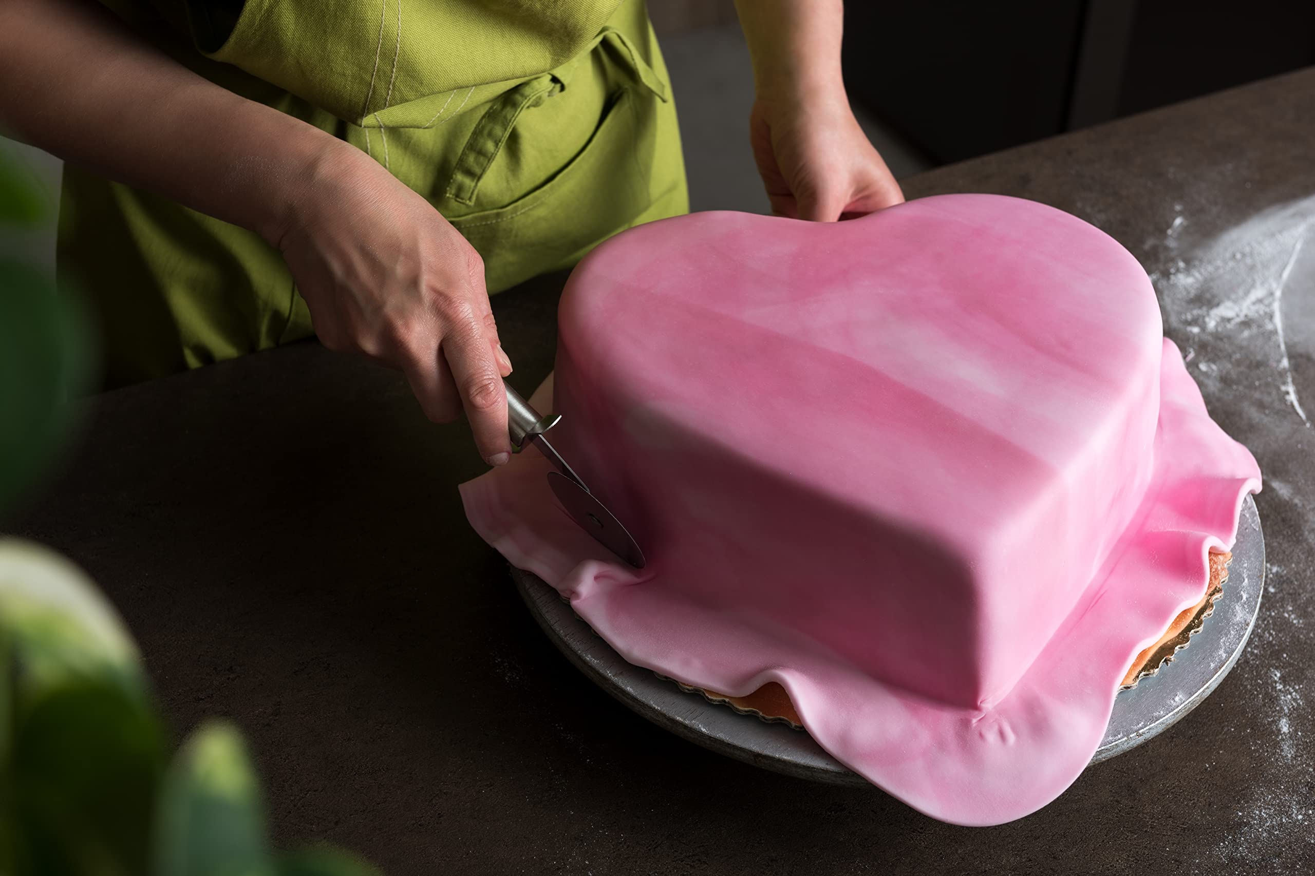 Bakerpan comparación de tamaño del bloque de fondant para planificar proyectos