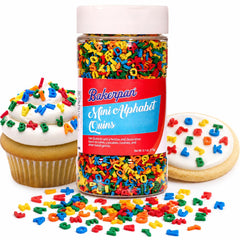 Bakerpan envase frontal mostrando sprinkles alfabeto y cantidad