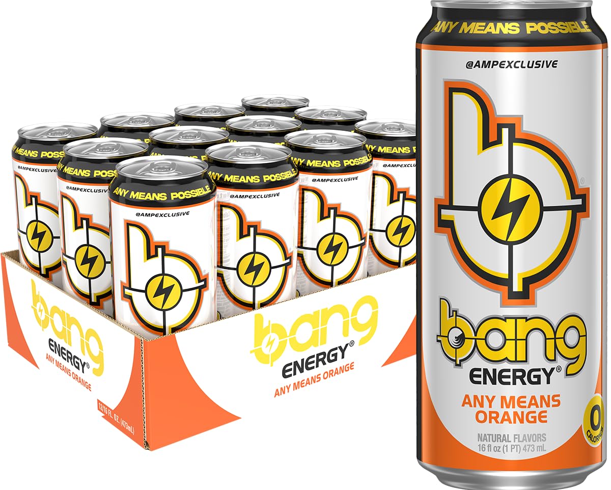 Bang Any Means Orange vista frontal mostrando lata y diseño brillante