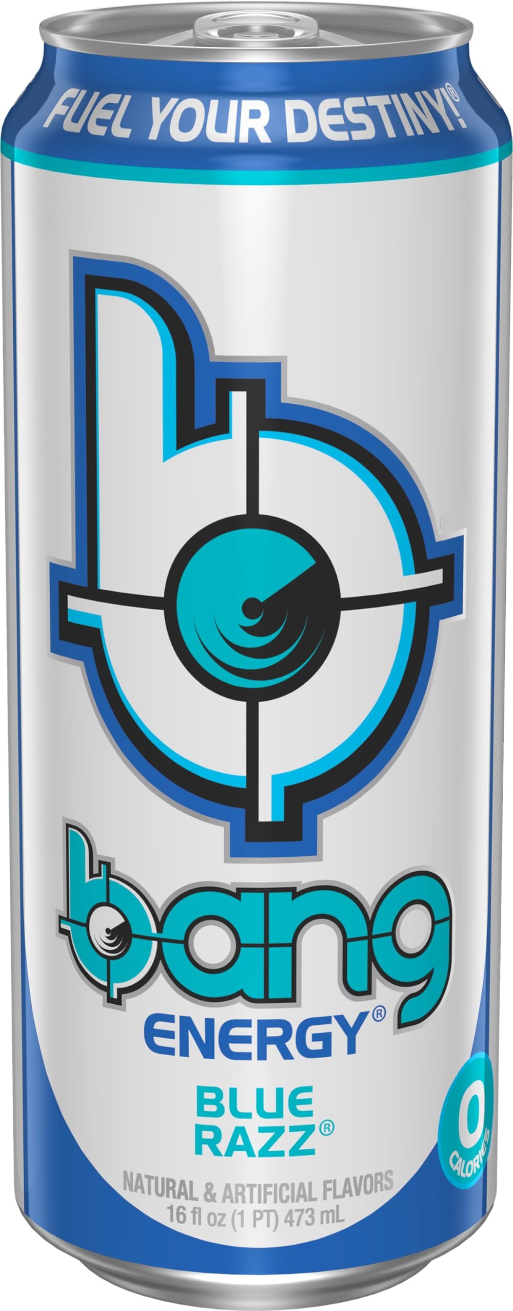 BANG lata Blue Razz en gimnasio mostrando energía pre-entreno
