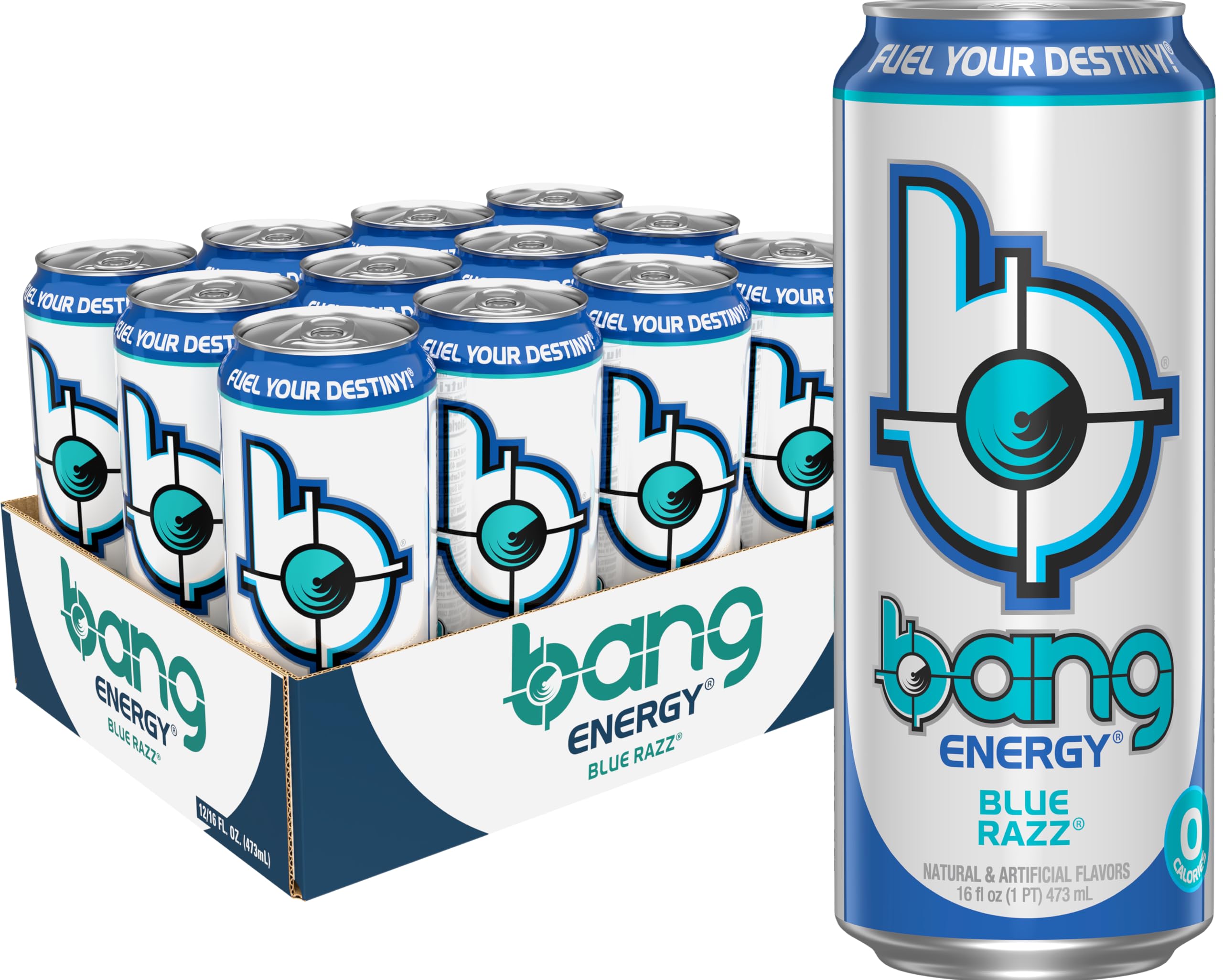 BANG lata frontal Blue Razz mostrando tamaño y diseño atractivo