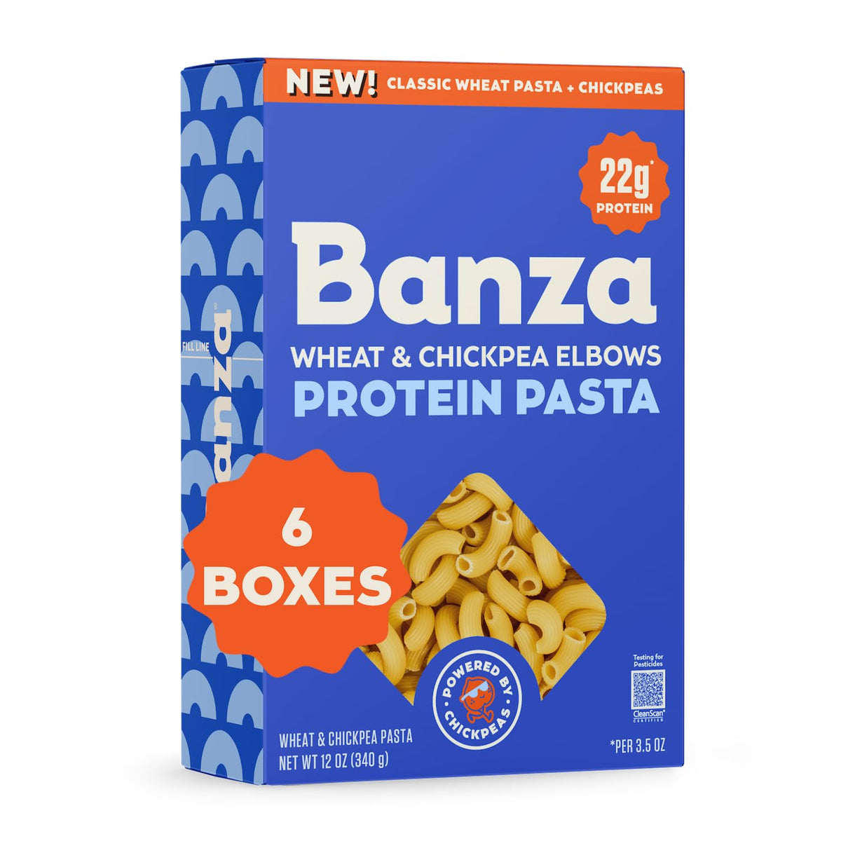 Banza coditos frente del empaque mostrando información del producto y proteína
