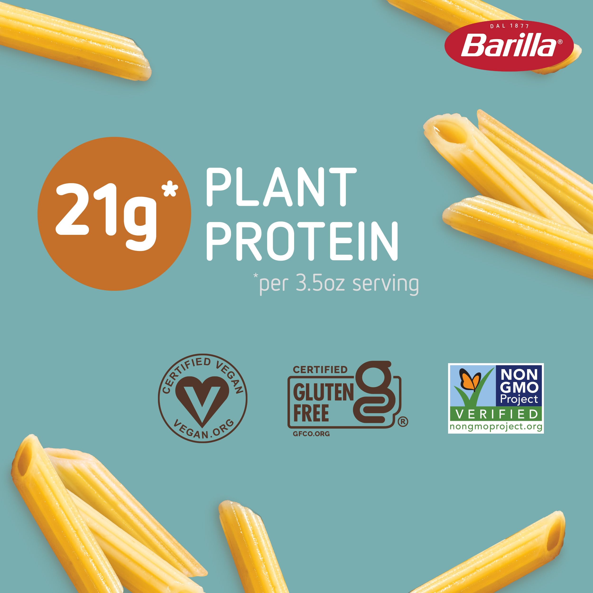 Barilla Chickpea Penne textura en primer plano destacando superficie firme y apetecible