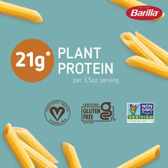 Barilla Chickpea Penne textura en primer plano destacando superficie firme y apetecible
